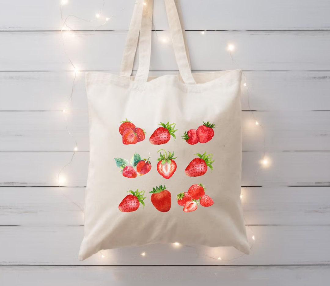 Strawberry Bag Strawberry Tote Bag Fruit Tote Bag Etsy