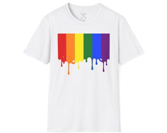 Koszulka Pride Drip: unisexowa koszulka z grafiką w stylu softstyle, modna dla miłośników sztuki