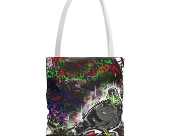 Dirty Bird Tote Bag | Artistic Tote, Eco-Friendly Shopping Bag, Trendy Bag, Unique Gift for Graffiti Lovers