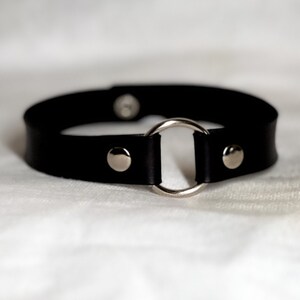 Silver & Black Leather Choker (13.5 inches in length)