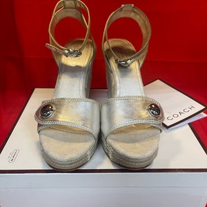 Coach Kira Silver Metallic Wedge Sandal Women’s Size  7