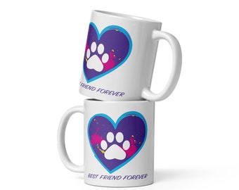 Best Friend Forever White Glossy Ceramic Coffee Mug For Dog Lovers