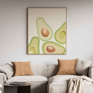 Avocado Wall Art, Avocado Illustration, Food Minimalist Poster, Printable Kitchen Wall Art, Avocado Kitchen Print, Avocado Poster, DIGITAL