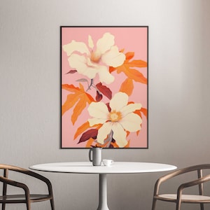 Pastel Flower Print, Blush Pink Art, Botanical Print, Colorful Poster, Flower Market Print, Minimal Flower, Botanical Pastel Artwork Print