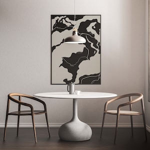 Abstrakter minimalistischer Karten-Druck, moderne Kunst, Auftragskunst-Drucke, skandinavische Galerie-Wand-Kunstdruck, trendiger schwarzer Druck Digitaler Download