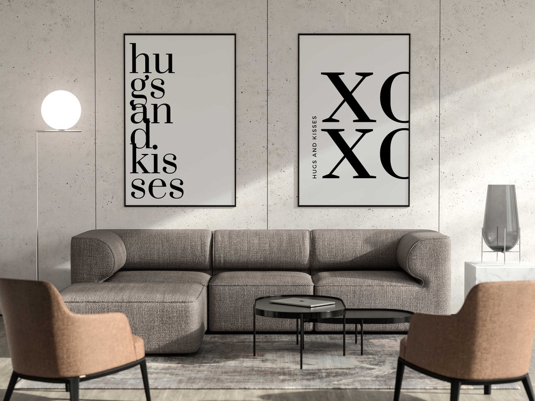 XOXO Wall Art Kisses PRINTABLE Wall Art Bold Statement Black Etsy