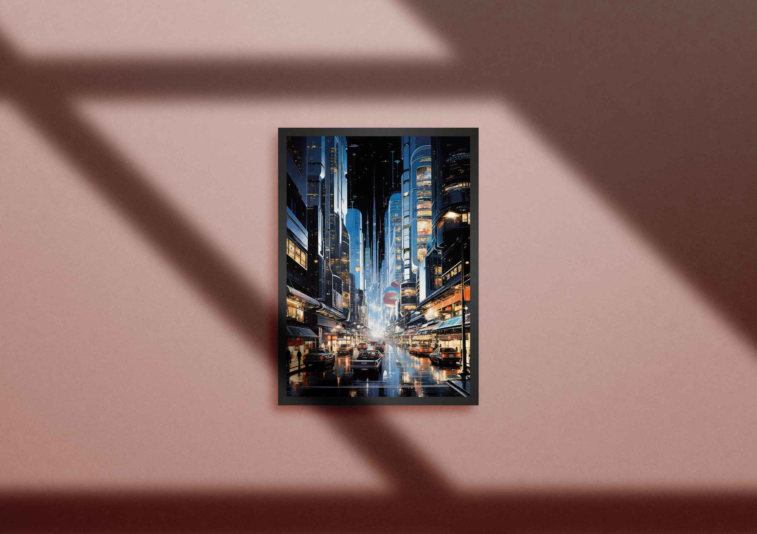 Image showcasing Futuristic City Art Retro Futurism Art Futuristic Wall Art - Etsy