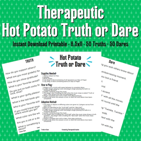 Hot Potato Truth or Dare Therapy Game Therapeutic Activity Life Group Clinical Intervention