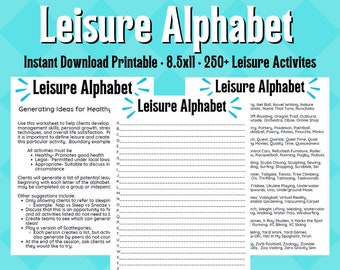 Leisure Alphabet Therapeutic Activity Printable