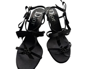 Dior-Sandalen mit Absatz aus Satin und Leder