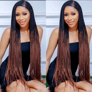 Braided wigs for black women 4*4 closure side parted braided wig box braids wig faux locs wigs senegalese twist soft locs wig