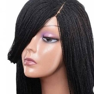 Braided wigs for black women 4*4 closure side parted braided wig box braids wig faux locs wigs senegalese twist soft locs wig