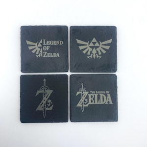 Zelda, Slate Coasters, Botw, Breath Of The Wild, Tears of the kingdom, Totk, Triforce, Home decor, Logos, Gift