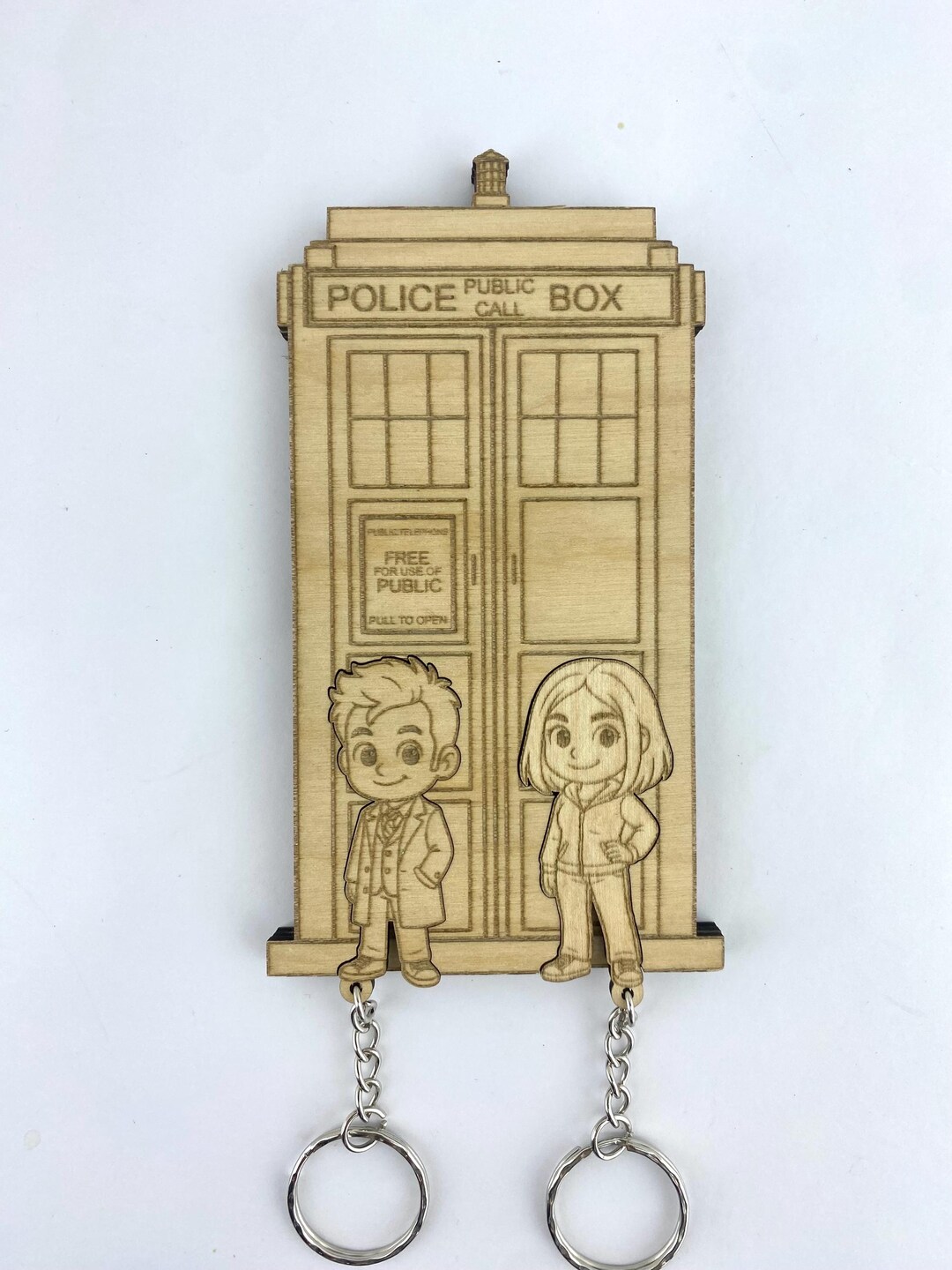 Tardis Keychain Doctor Who, Rose and the Doctor With Tardis Keychain and Keyholder ...