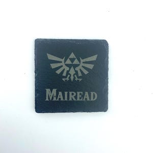 Zelda Named, Personalised Slate Coasters, Botw, Breath Of The Wild, Tears of the kingdom, Triforce, Home decor, Logos, Gift, Named coaster
