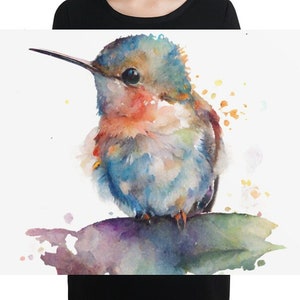 Hummingbird Watercolor Painting, Art, Animal, Illustration, Bird Art, Bird Watercolor, Home Decor, Wall Art, Nursery