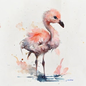 Flamingo Watercolor Painting, Art, Animal, Illustration, Bird Art, Bird Watercolor, Home Decor, Wall Art, Nursery