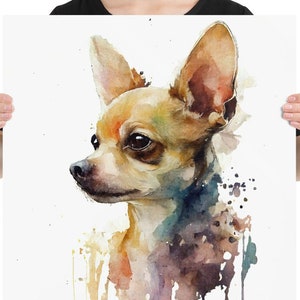 Chihuahua Watercolor Painting, Art, Animal. Pet, Illustration, Home Decor, Nursery, Wall Art