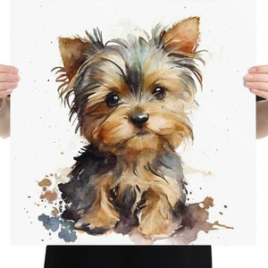 Yorkie Watercolor Painting, Art, Animal. Pet, Illustration, Home Decor, Nursery, Wall Art