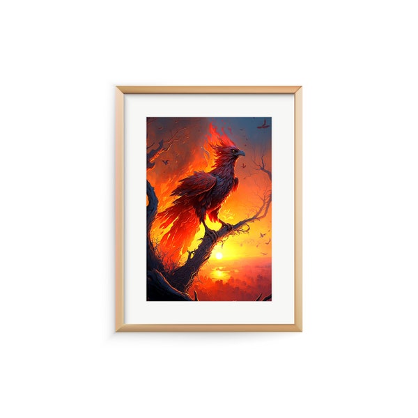 Blazing Phoenix | Printable Wall Art | Artisan Allies | Downloadable Digital Art