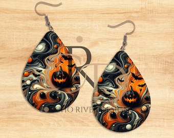 Halloween PNG Teardrop Design, Sublimationsdesign für Ohrringe, digitaler Download, Halloween Teardrop png , Halloween Ohrring png, 300 dpi