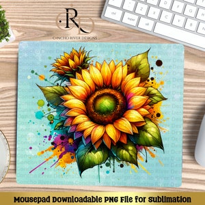 Sunflower Mouse Pad PNG, Sublimation Design Mousepad, Sunflower Mousepad PNG, instant digital download, mouse pad sublimation
