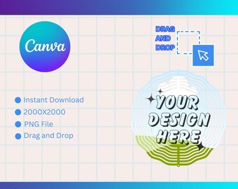Wind Spinner Mockup, Canva Editable Template, Round spinner mockup, Background design included, 300 dpi