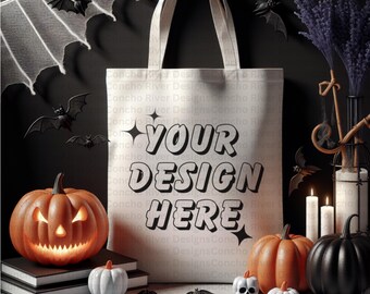 Halloween Tote Bag Mockup, Tote Bag Mockup PNG, downloadable file, 300 dpi
