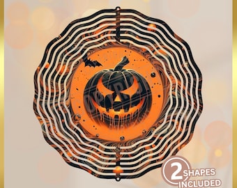 Halloween Pumpkin Wind Spinner PNG, Sublimation Design (Digital Download)