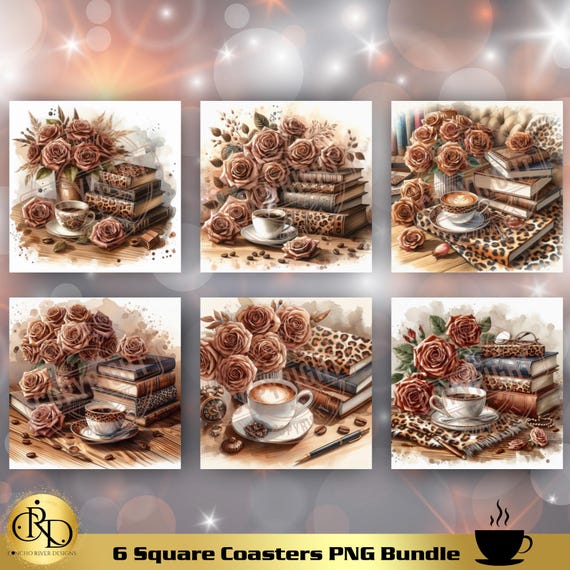Coffee Coasters PNG, Square Coaster PNG, 4x4 Coasters, Leopard PNG Coasters, Sublimation Tiles, Coaster Bundle