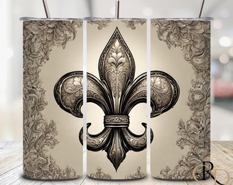 Fleur de lys - design de gobelet à sublimation 20 oz, téléchargement immédiat PNG, 300 dpi, paquet d'emballage de gobelet