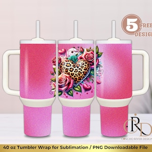 40 oz Tumbler Wrap, Leopard Tumbler PNG, Quencher Tumbler Design, 40 oz Sublimate Design, PNG instant download, 300 dpi