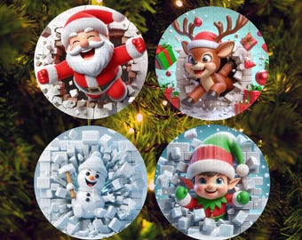 Enfeite de Natal PNG, Arquivo de Sublimação, Enfeite de Natal Redondo, Download Digital, Enfeite de Natal PNG, Design de Sublimação
