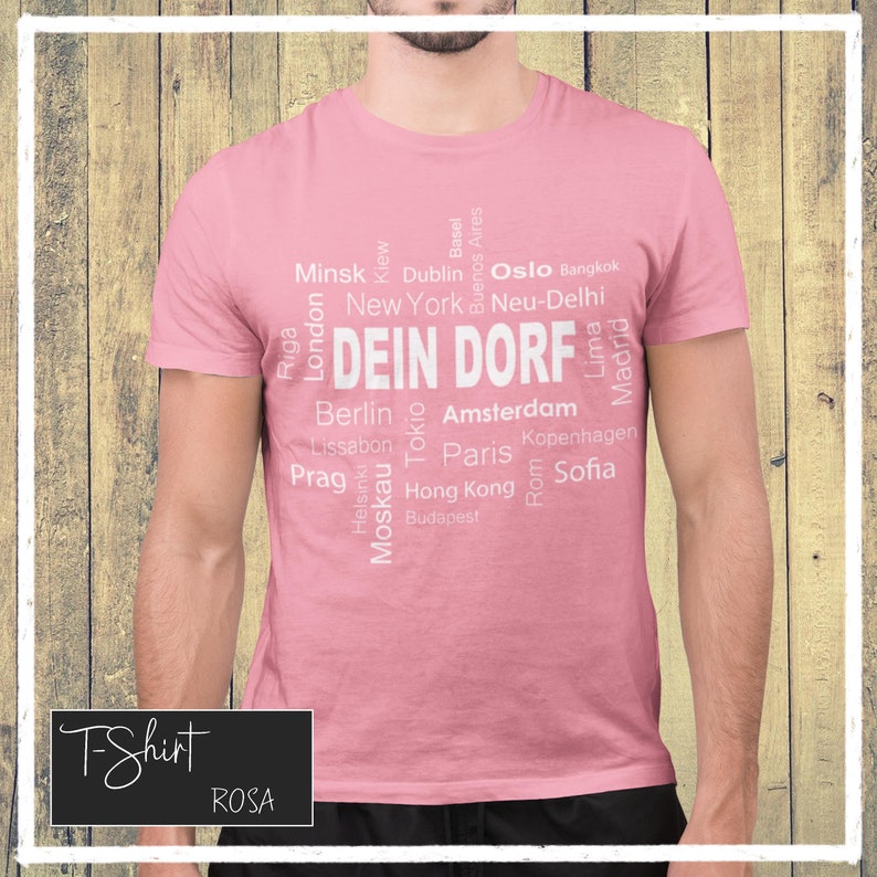 Dorfkind Shirt T-Shirt mit deinem Dorfnamen Rosa