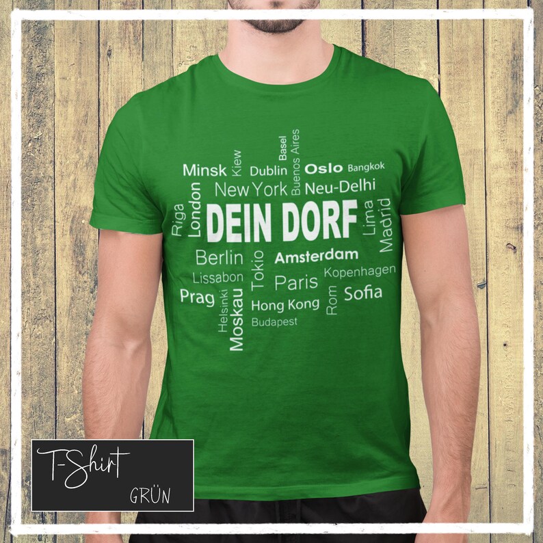 Dorfkind Shirt T-Shirt mit deinem Dorfnamen Grün