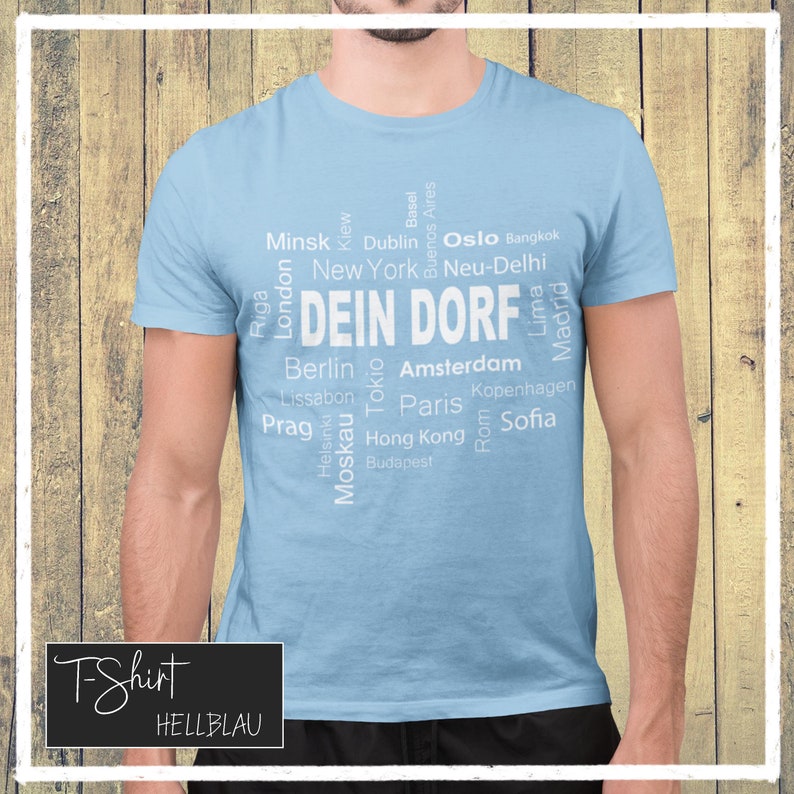 Dorfkind Shirt T-Shirt mit deinem Dorfnamen Hellblau