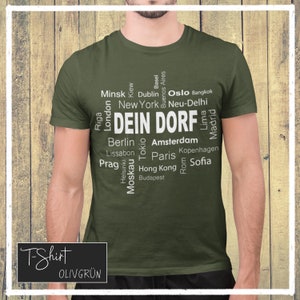 Dorfkind Shirt T-Shirt mit deinem Dorfnamen Olivgrün