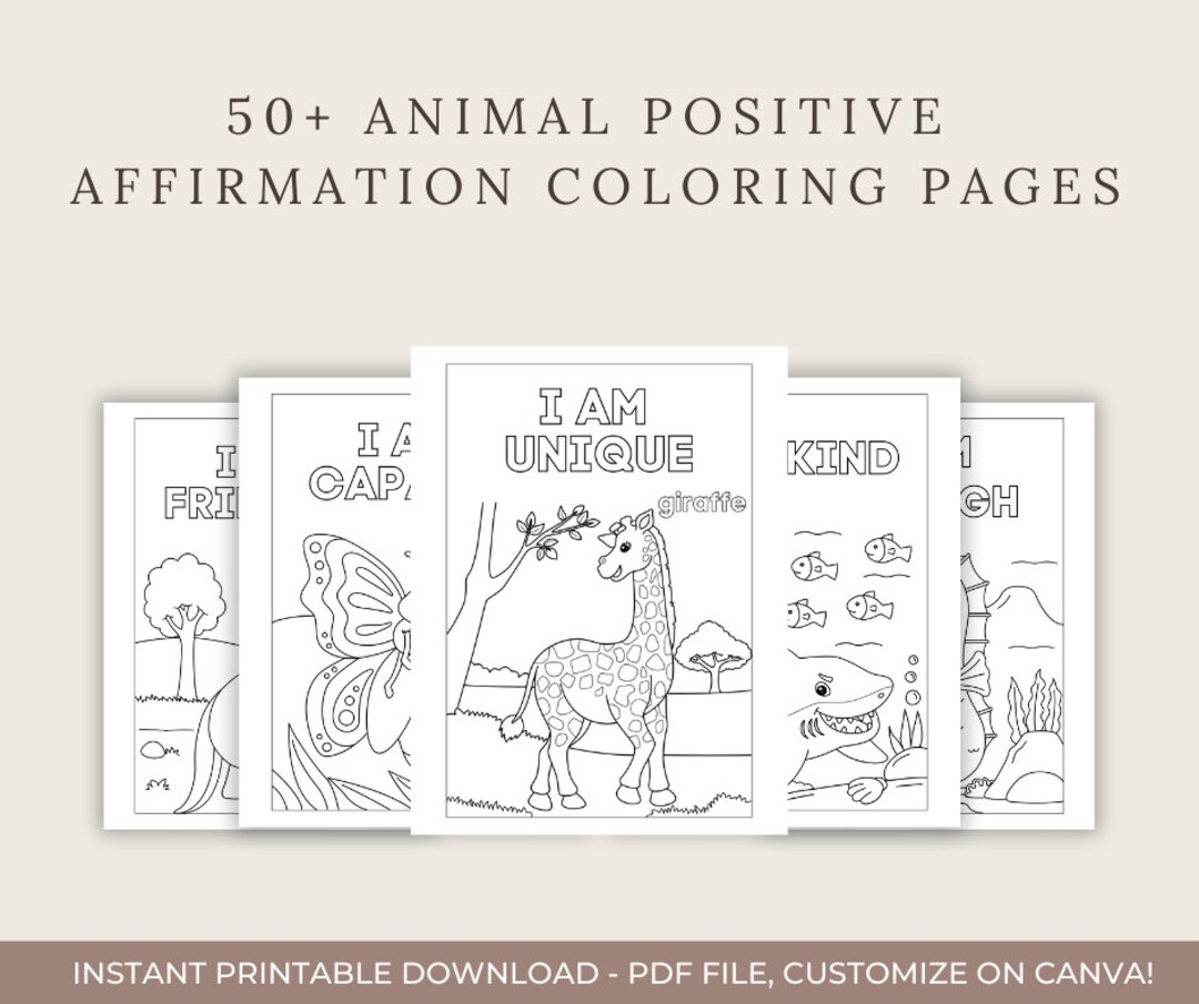 50 Positive Affirmation Printable Coloring Pages for Kids, Toddlers ...