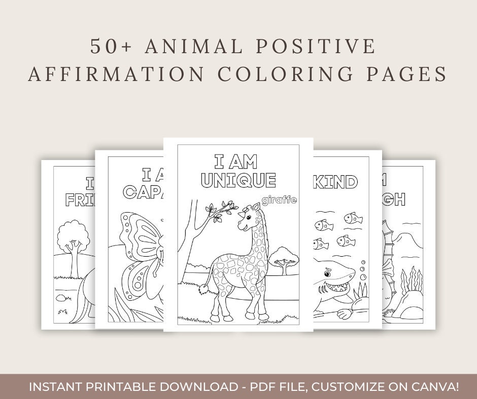 50 Positive Affirmation Printable Coloring Pages for Kids, Toddlers ...