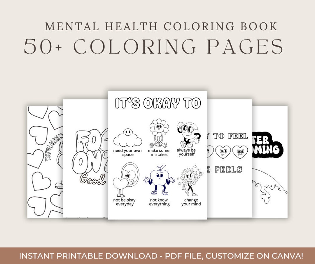 Mental Health Coloring Book, Kids and Adult Coloring Book, Therapeutic ...