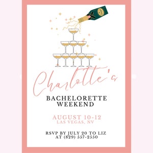 Editable and Printable Bachelorette Invitation Template- Glitz and Glam Theme