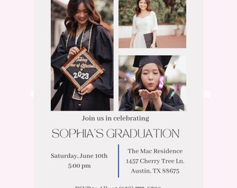 Customizable College Graduation Announcement & Invitation Template