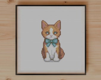 Calico Kitten Cross Stitch Pattern, Pet Animal Art, Nursery Decor Gift