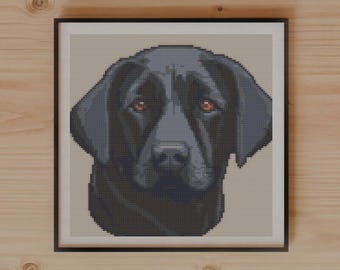 Adorable Black Labrador Cross Stitch Pattern, Pet Gift, Animal Wall Art