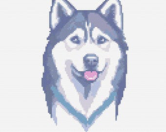 Cute Husky Cross Stitch Pattern Fur Design