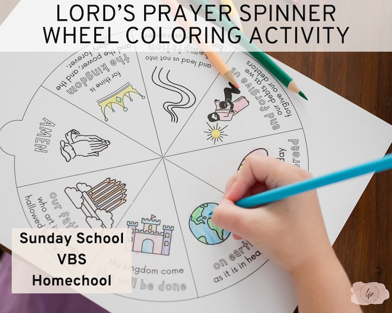 The Lord's Prayer Spinner Wheel Printable Coloring Activity for Kids ...