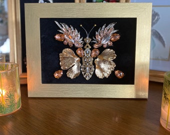Stunning jewelry art butterfly framed 5”x7”
