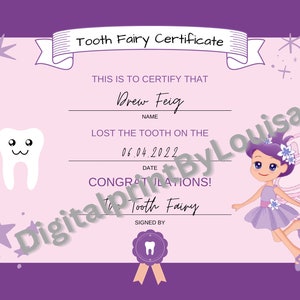 Tooth Certificate| Tooth Fairy Certificate | First Tooth Certificate | Baby Milestone| Baby Certificate