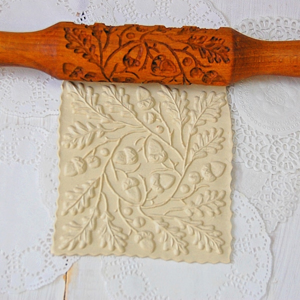 Rolling pin- Rolling pin engraving, drawing oak,oak leaves