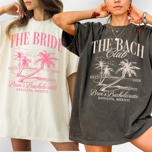 Beach Bachelorette Party Shirts Custom Location Social Club Group Tees Personalized Luxury Coastal Matching Girls Trip Bachelorette Merch